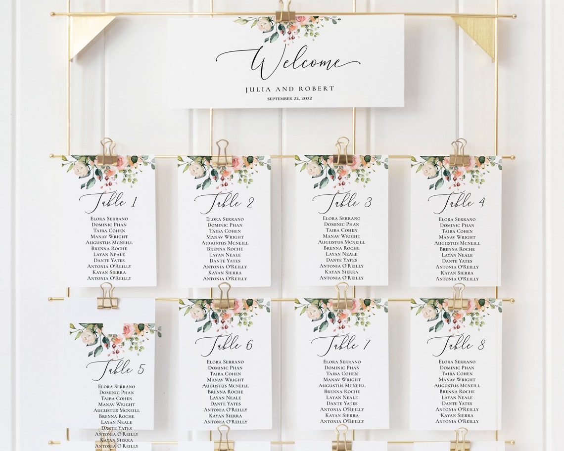 Seating Chart Card Editable Template Seating Chart Cards | Etsy