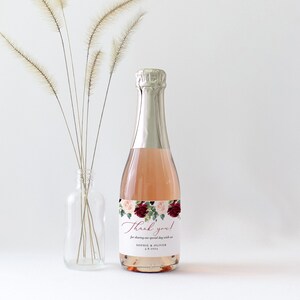 Mini Champagne Label Template, Printable Burgundy Mini Wine Bottle ...