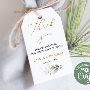 Greenery Favor Tag Template, Thank You Tag Printable, Bridal Shower Favor Tag Printable, Greenery Thank You Tag, Baby Shower Tag Corjl- GGW3