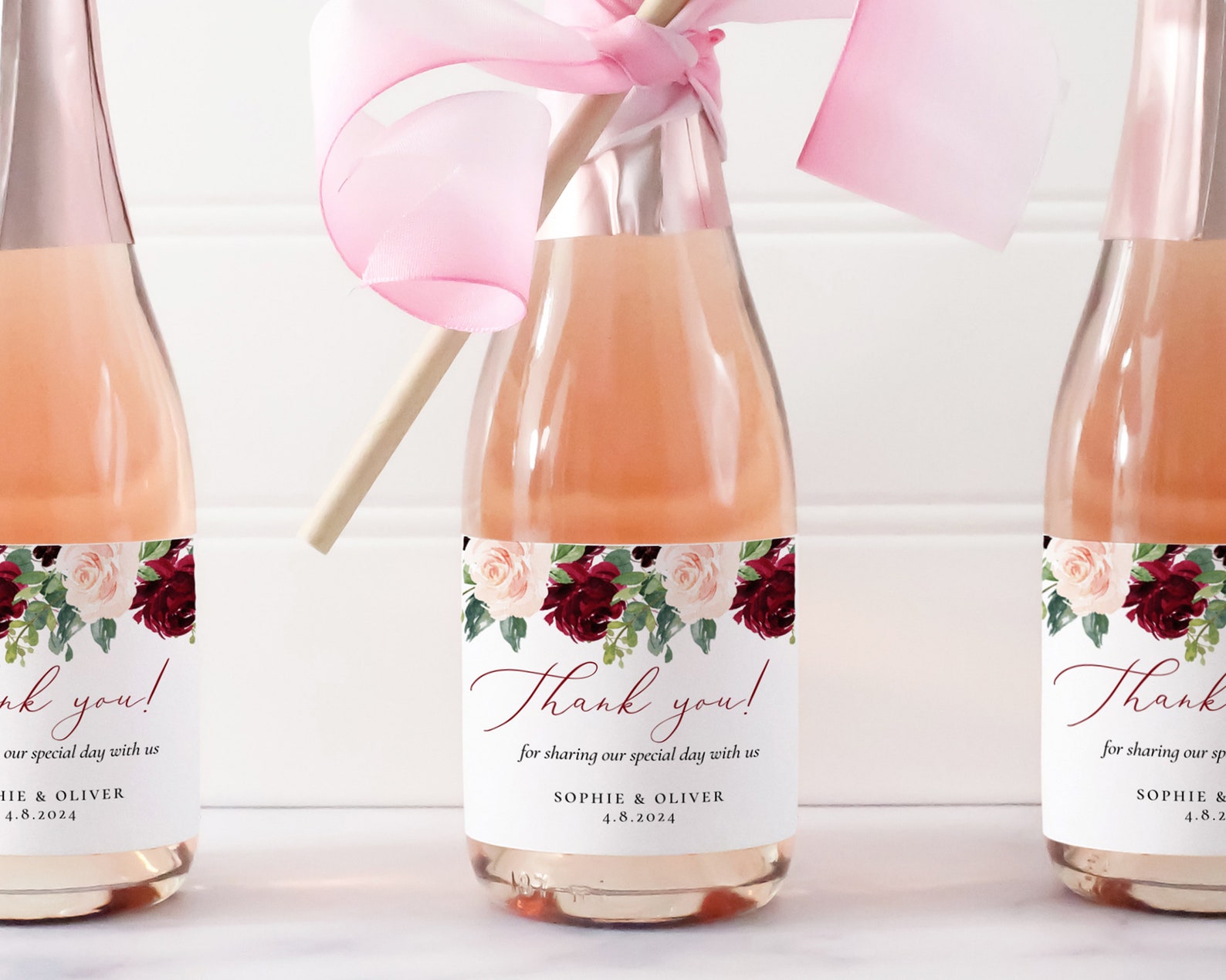 Mini Champagne Label Template Printable Burgundy Mini Wine - Etsy