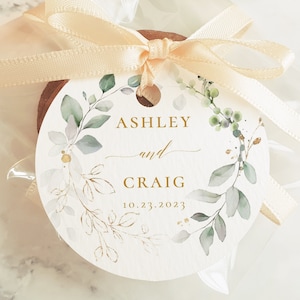 Round Favor Tag Template, Greenery Round Favor Tag Template, Editable Thank You Tag, Printable Wedding Gift Tags, Party Shower Tags - GGW3