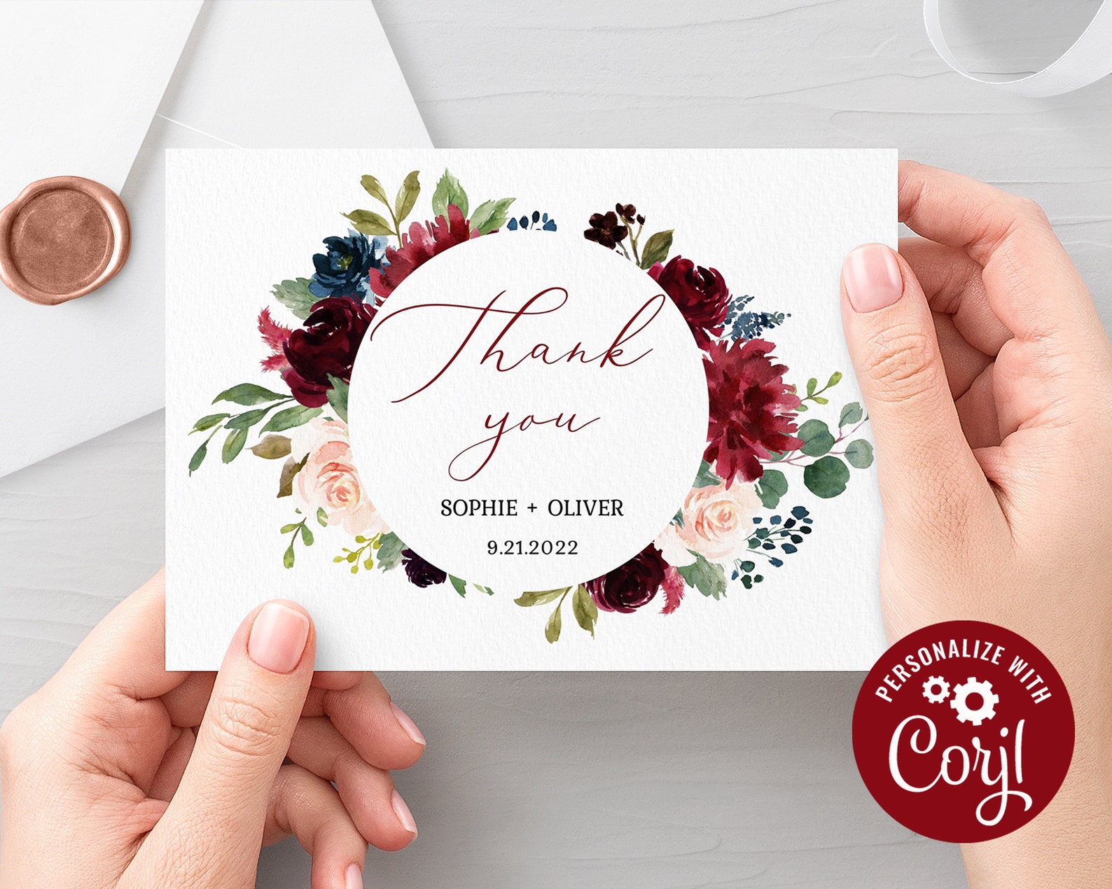 Wedding Thank You Note Printable Thank You Card Template | Etsy