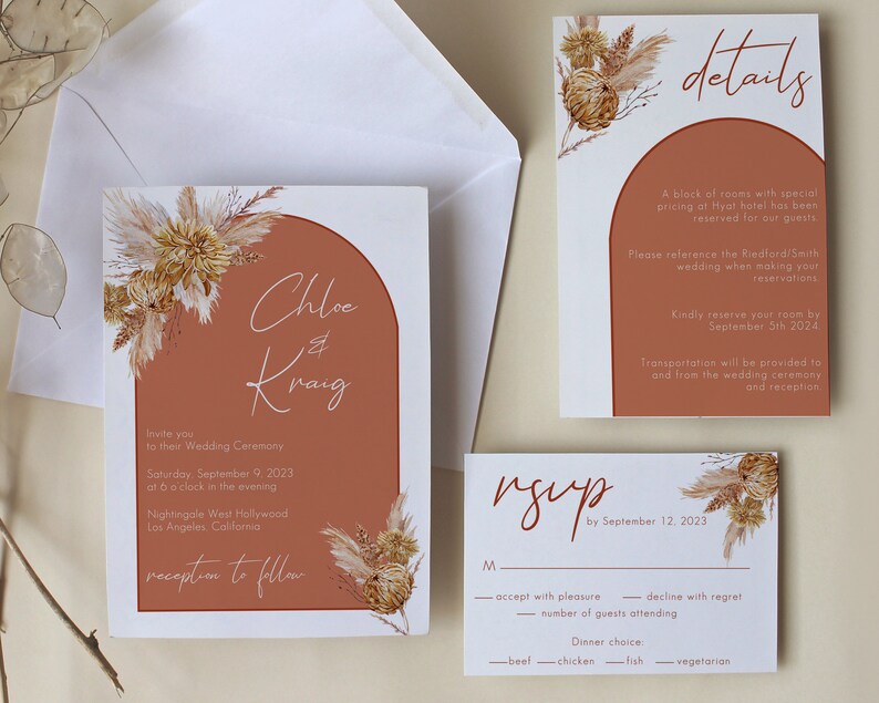Terracotta Wedding Invitation Set Terracotta Wedding - Etsy