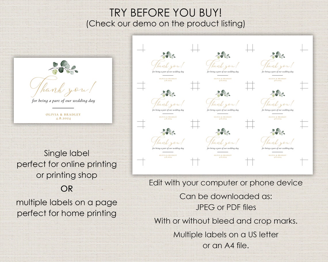 Mini Wine Bottle Labels Printable Greenery Mini Champagne | Etsy