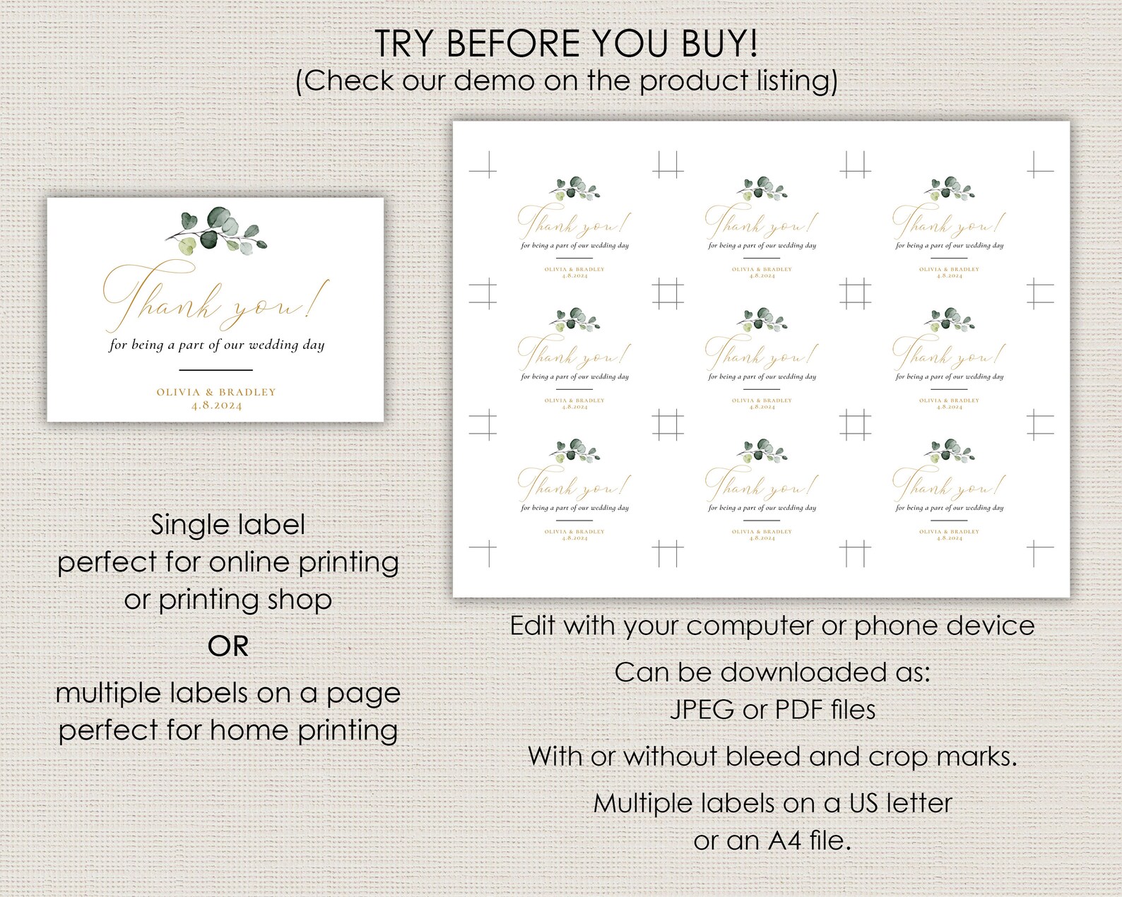 Mini Wine Bottle Labels Printable Greenery Mini Champagne - Etsy