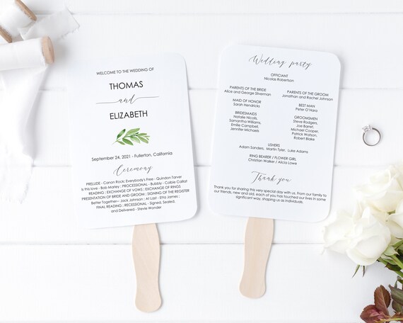 Wedding Fans Printable Wedding Fan Program Template Fan Etsy