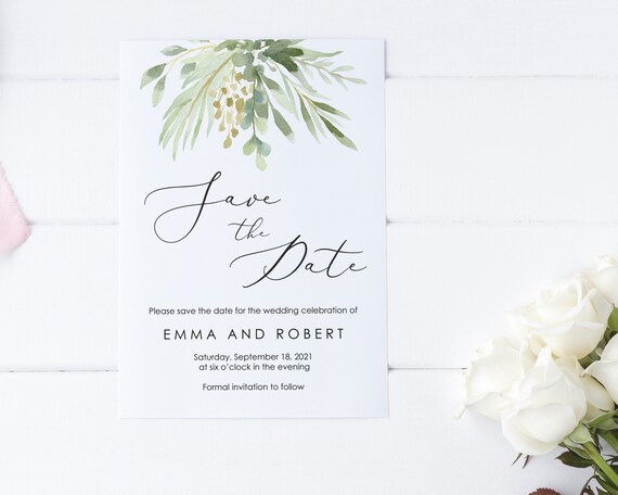 save the date greenery floral wedding save the day template save the date card template printable save the date invite dg01 save the day template