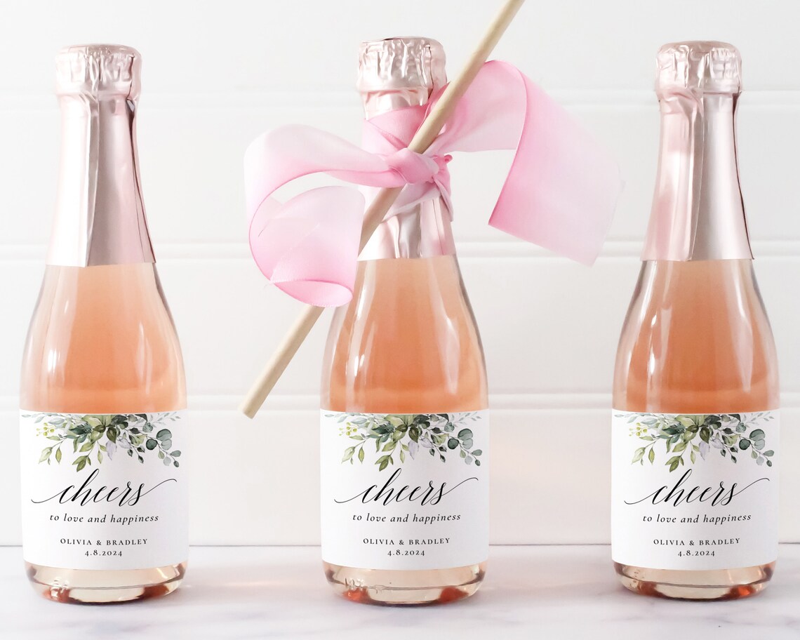 Mini Wine Bottle Labels Printable Greenery Mini Champagne - Etsy