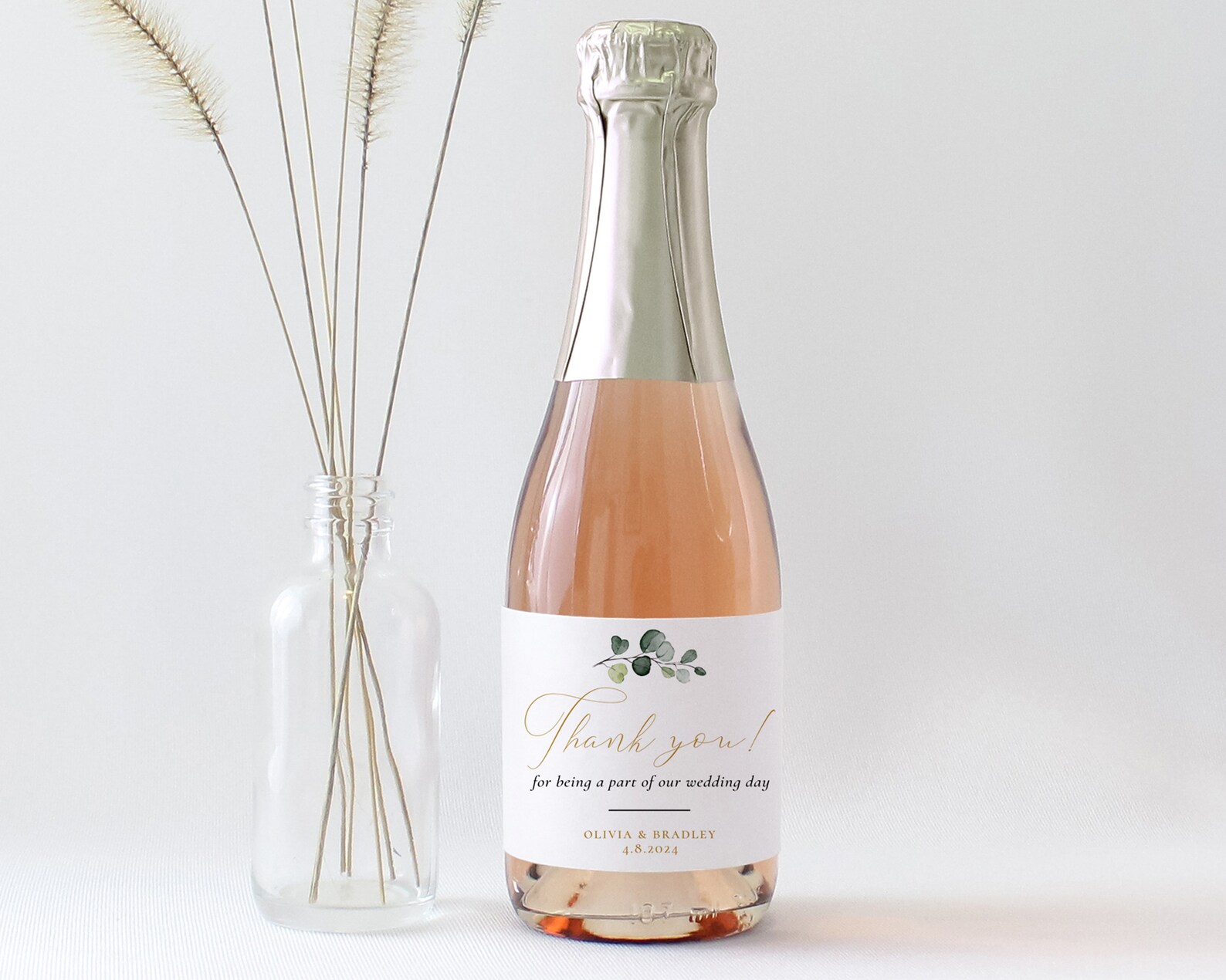 Mini Wine Bottle Labels Printable Greenery Mini Champagne - Etsy