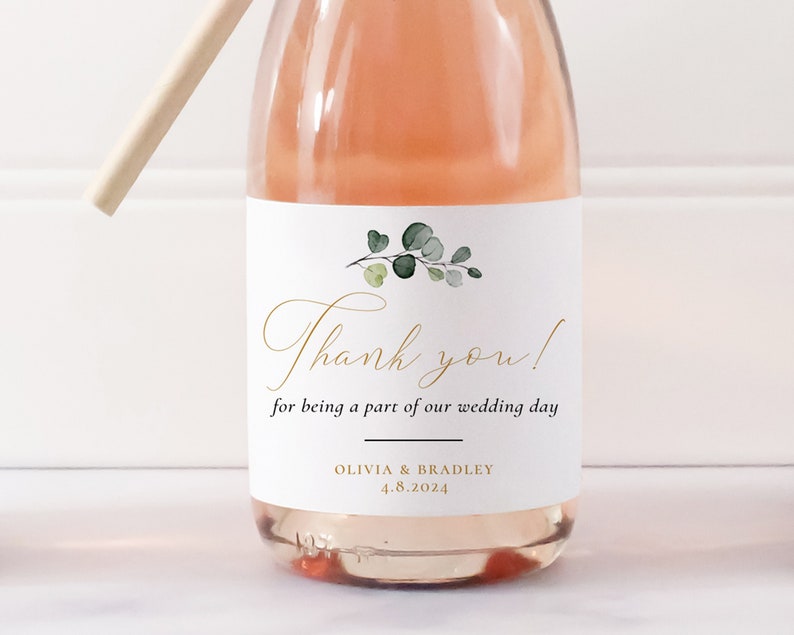 Mini Wine Bottle Labels Printable Greenery Mini Champagne Etsy