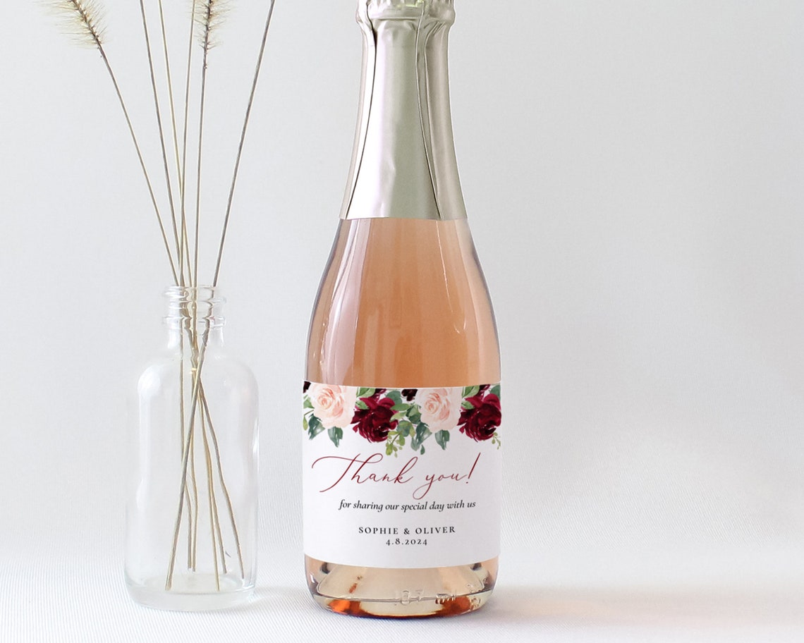 Mini Champagne Label Template Printable Burgundy Mini Wine - Etsy