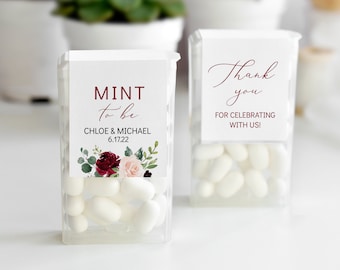 Mint To Be Label Template, Editable Tic Tac Wraparound, Editable Mint Candy Sticker, Burgundy Tic Tac, Party Shower Mint Favor Sticker -BFN2