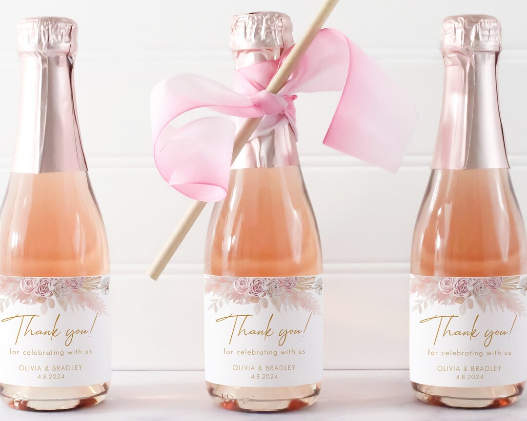 Mini Champagne Label Template, Printable Mini Wine Bottle Labels, Editable Wedding Wine Label ...