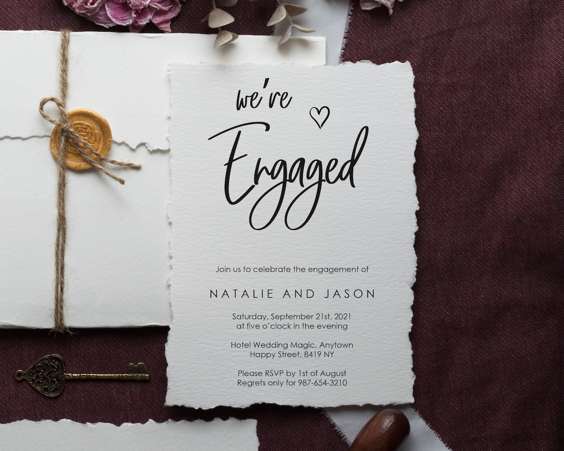 Engagement Invitation Template Handwritten Modern | Etsy