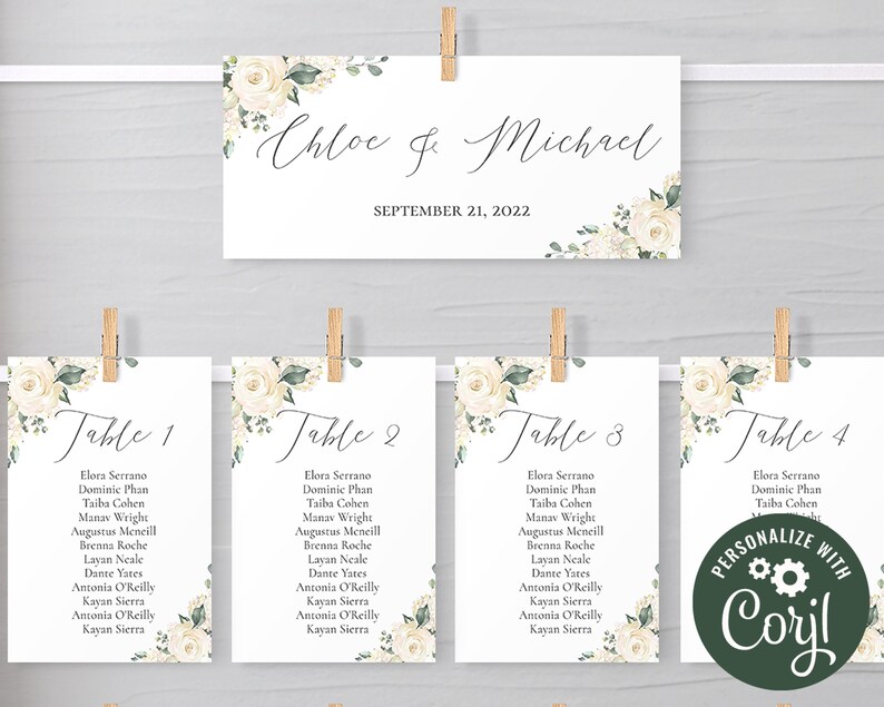 Seating Chart Editable Template Wedding Seating Chart Table | Etsy