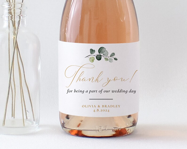 Mini Wine Bottle Labels Printable Greenery Mini Champagne Etsy