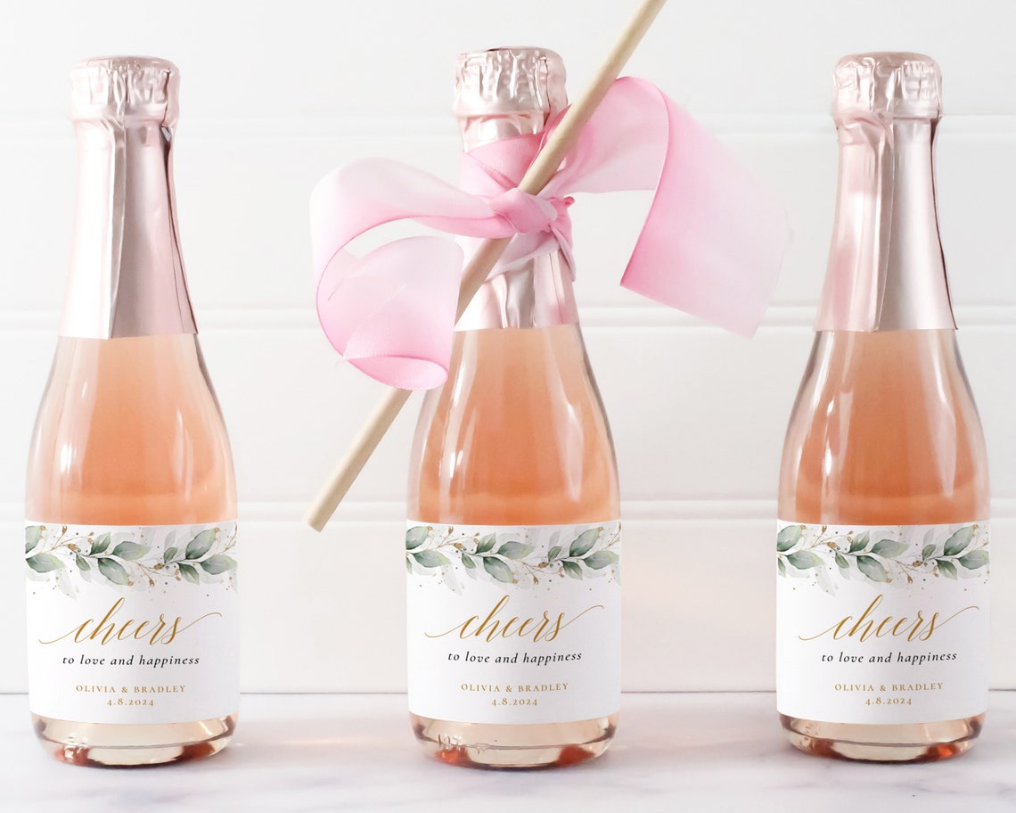 Greenery Mini Wine Bottle Labels Printable Mini Champagne Etsy