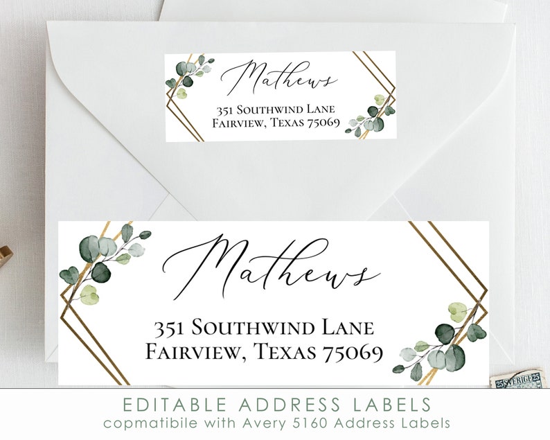 Printable Address Label Editable Return Address Label Etsy