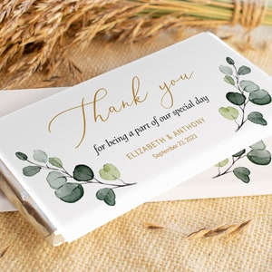Chocolate Bar Wrapper Template, Greenery Candy Bar Favor Label, Printable Candy Bar Wrapper, Wedding Favour, Bridal Shower Candy Bar - WGE1