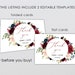 Wedding Thank You Note, Printable Thank You Card Template, Burgundy Floral Wedding Editable ...