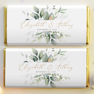 Chocolate Bar Wrapper Template, Greenery Candy Bar Favor Label, Printable Candy Bar Wrapper, Wedding Favour, Bridal Shower Candy Bar - GGW3