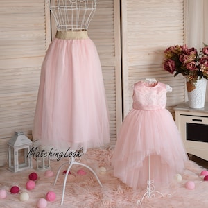 Pink Matching Dresses, Pink Mommy and Me Outfit, Women Tulle Skirt, Mother Daughter Matching Outfit, Birthday Dress, Photoshoot Dress,Formal