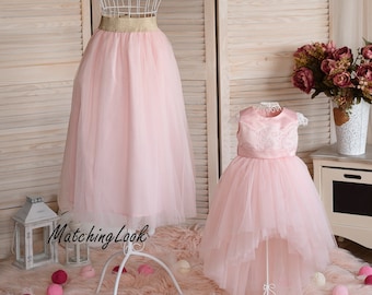 Pink Matching Dresses, Pink Mommy and Me Outfit, Women Tulle Skirt, Mother Daughter Matching Outfit, Birthday Dress, Photoshoot Dress,Formal