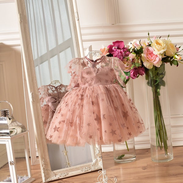 Baby Girl Dress Special Occasion, Toddler Party Dress, 1st Birthday Outfit, Blush Pink Dress, Baby Girl Dress, Flower Girl Dress,Tulle Dress