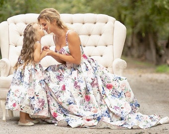 Floral Mommy And Me Dresses, Womens Spring Dresses, Mother Daughter Matching Dresses, Mothers Day Photoshoot, Wedding Guest Formal Dresses