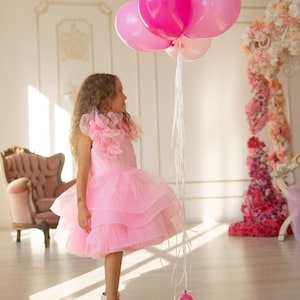 Pink Flower Girl Dress, Girl Birthday Dress, Pink Tulle Dress, Toddler Party Dress, Formal Gown Dress, Princess Dress, Photoshoot Dress