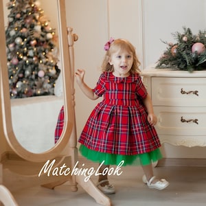 Tartan Kleid Mädchen, Kariertes Tutu Kleid, Rotes Weihnachtskleid, Fotoshooting Kleid, Festliches Fotoshooting Kleid, Foto Requisiten