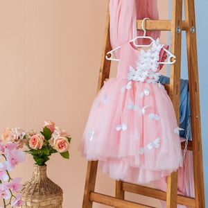Vestido de mariposa rosa, vestido de niño ruborizado, vestido de 1er cumpleaños, vestido de tutú de verano, vestido de 1ª comunión, vestido de niña de flores, vestido de princesa de hadas