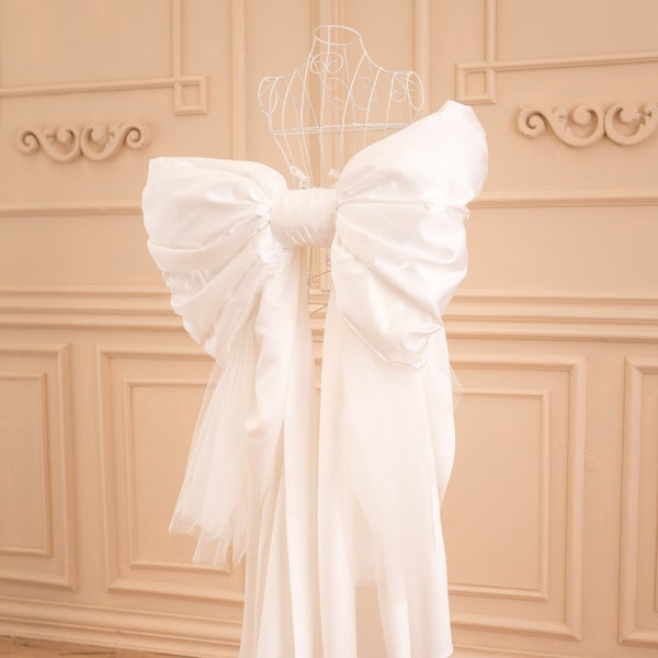 Detachable Satin Bow, Oversized Bow For Wedding Dress, Puffy Detachable Bow Train, Wedding Dress Bow, Flower Girl Dress Bow, Removable Bow