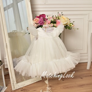 Toddler Dress Special Occasion, Baptism Girl Dress, Girl Christening Dress, First Communion Dress, Birthday Tulle Dress, Ivory White Gown