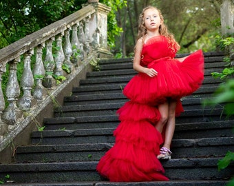 Pageant Dresses For Girls, Teen Girls Prom Dress, Couture Dress For Girls, Red Toddler Dress, Photoshoot Dress, Flower Girl Dress, Gown