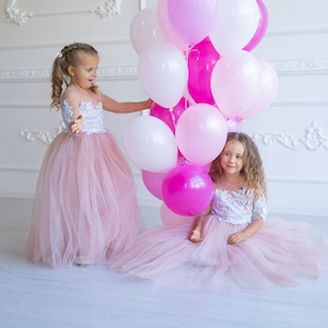 Toddler Wedding Dress, Girl Photoshoot Dress, Blush Pink Dress, Girl Princess Gown, Tulle Tutu Dress, Tulle Lace Dress, Special Occasion
