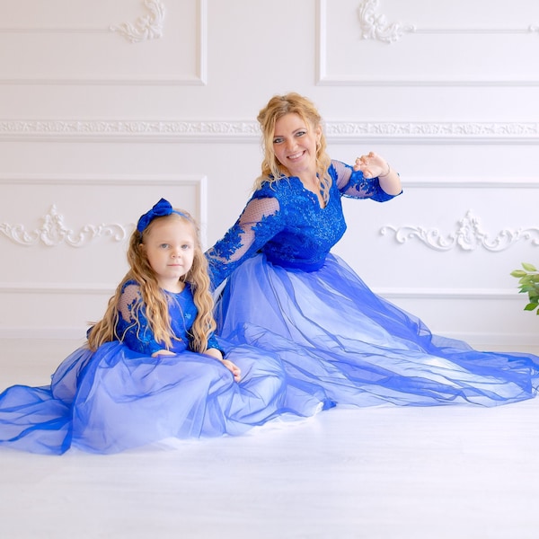Blue Mom Daughter Dress - Etsy