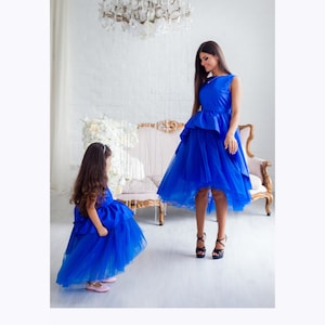 Blue Mommy And Me Dress For Wedding Guest, Matching Mother Daughter Dress, Flower Girl Dress, Photoshoot Dress, Formal Dresses, Occasion