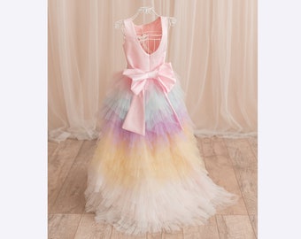 Einhorn Kleid Mädchen, Tutu Kleid für Mädchen, Blumenmädchen Kleid, Geburtstagskleid, Fantasy-Mädchen-Kleid, Tutu passendes Kleid, Prinzessin Mädchen Kleid