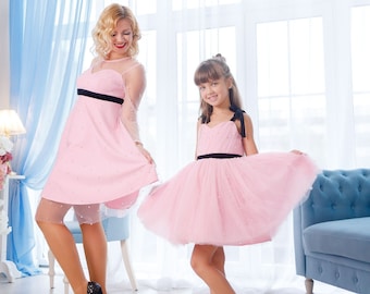 Mommy and Me Dresses - Women M Size And 6 Years Old Size Matching Dresses, Matching Party Outfits, Girl Pink Dress, Photoshoot Dress