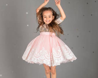 First Birthday Girls Pink and Gold Dress Outfit 1st Birthday Dress Birthday  Outfit Tank Top Sleeveless Dress Tank Outfit Gold Sequin - Etsy