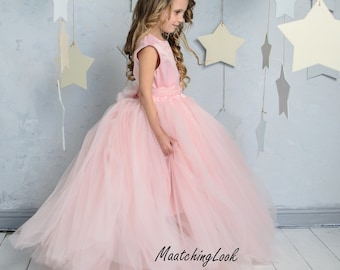 Blumenmädchen Kleid, Prinzessin Kleid Kleinkind, Blush Blumenkleid, süßes Mädchenkleid, Tutu Mädchenkleid, Geburtstag Kleid, Fotoshooting Kleid, Party