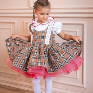 Christmas Girl Dress, Holiday Toddler Dress, Plaid Dress, Tartan Ruffle Dress, Xmas Photography Dress, Tutu Retro Dress, Festive Dress