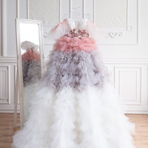 Off Shoulders Corset Wedding Dress, Ombre Tulle Prom Gown, Couture Dress, Tiered Wedding Dress, Beach Wedding Dress, Alternative Wedding