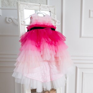 Pink Princess Tulle Dress, Girl Tutu Dress, Toddler Tulle Dress, Summer Photoshoot, 1st Birthday Dress, Flower Girl Dress, High Low Dress