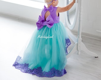 AmzBarley Meerjungfrau Kostüm Kleid Kinder Mädchen Ariel Kostüme Prinzessin Kleider Abendkleid Halloween Cosplay Verrücktes Kleid Geburtstag Party Ankleiden
