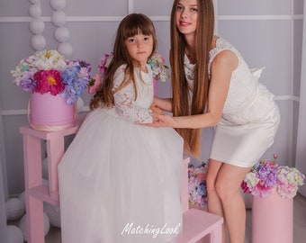 Mama Und Ich Kleid Taufe, Weißes Taufkleid, Passendes Mutter Tochter Weißes Kleid, Fotoshooting Kleid, Formelles Kleid, Hochzeitskleid