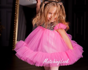 Hot Pink Dress, Baby Girl Dress, Girl Tutu Dress, Photoshoot Dress, Princess Dress, Girl 6 Dress, 5th Birthday Dress, Party Dress, Tulle