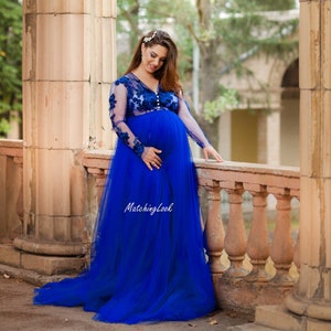 マタニティマーメイドドレスブルーチュールマタニティドレス - Etsy 日本