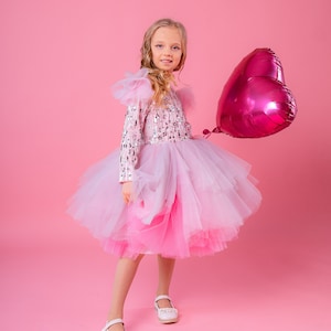 Sequin Birthday Dress, Girl Tutu Dress, Sparkly Dress Toddler, Long Sleeves Dress, Photoshoot Outfit, Tulle Girl Dress, Princess Dress